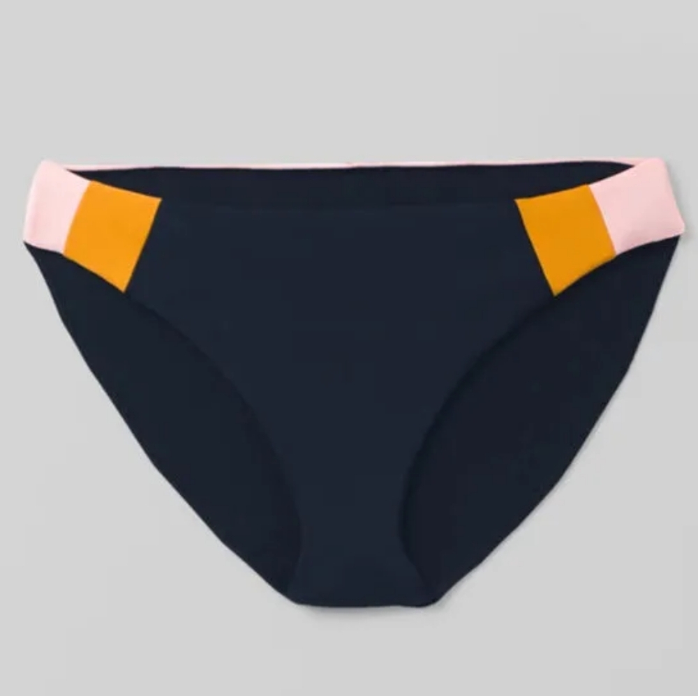 NEW Prana Tulum Black Retro Colorblock Medium Coverage Bikini Bottom Size XL